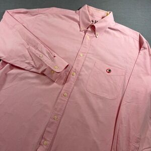 Duck Head Oxford Shirt Mens Large Pink Long Sleeve Button Down Logo Heavy EUC
